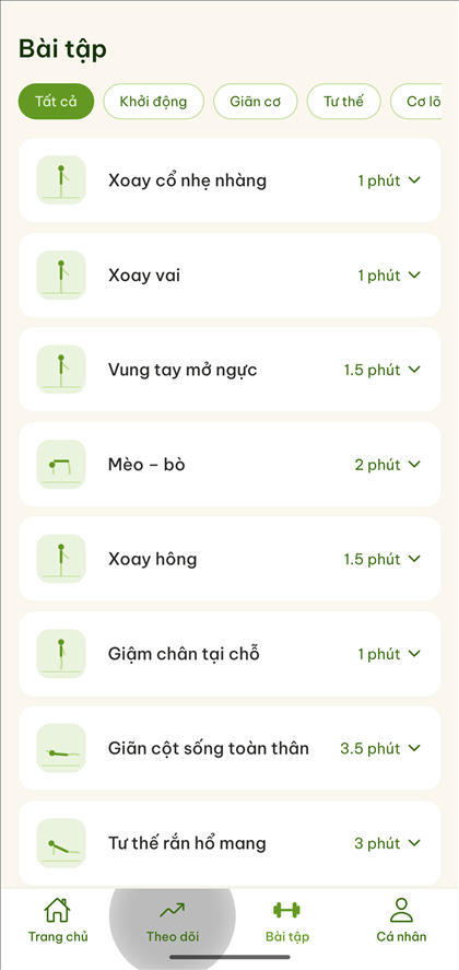 Danh sách bài tập giãn cơ, tư thế hằng ngày